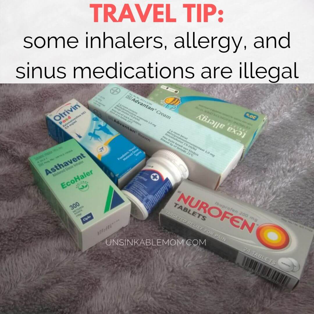 When traveling with medication internationally,some inhalers, allergy, and sinus medications are illegal 