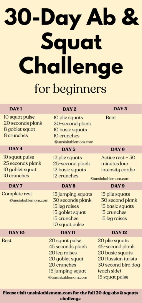 30 day ab and squat challenge for beginners