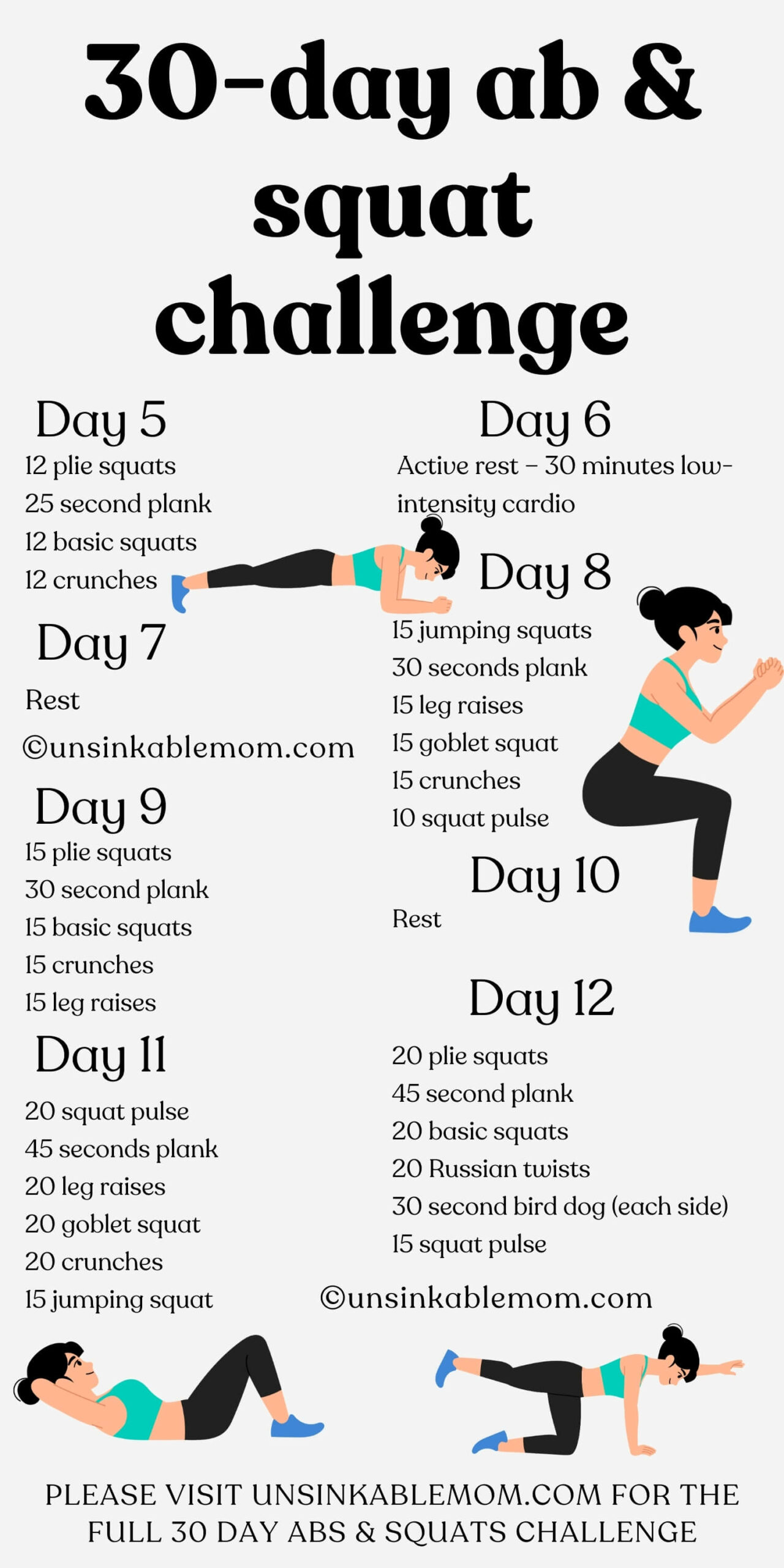 Realistic 30 Day Ab and Squat Challenge - Unsinkable Mom