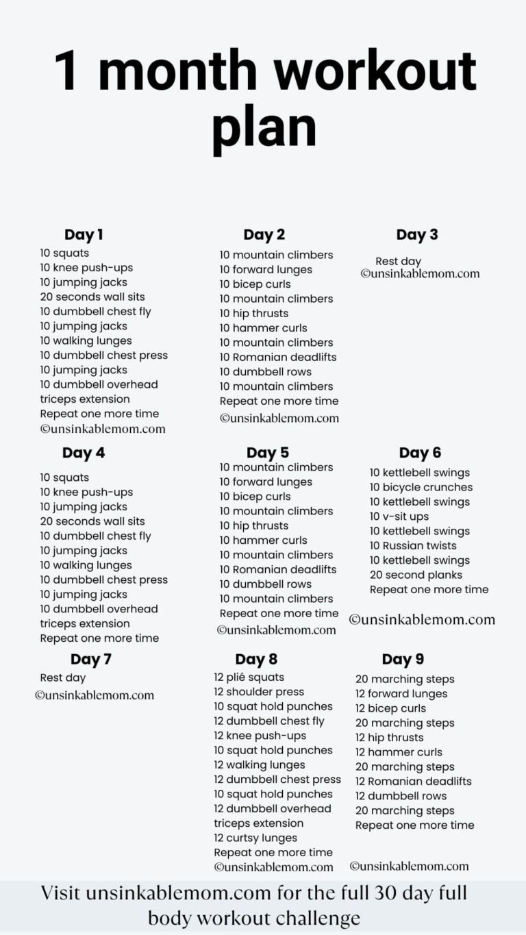 1 month workout plan