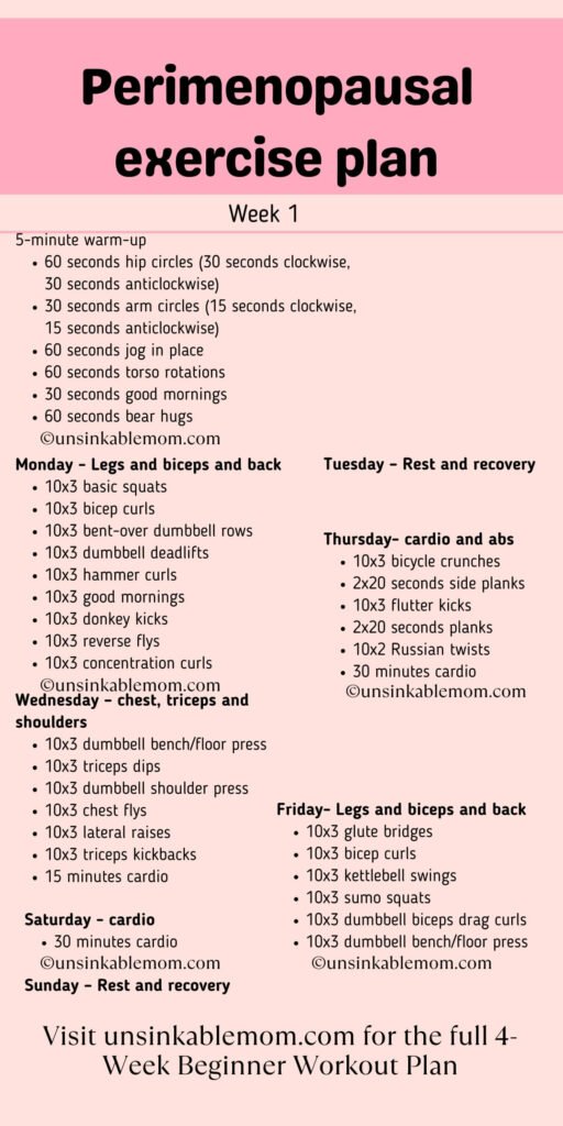 Perimenopausal exercise plan